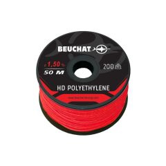 BEUCHAT Zıpkın Makara İpi Naylon Dyneema 50m, 1,5mm, kırmızı