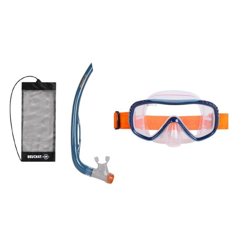BEUCHAT SET MS OCEO Maske Şnorkel (Tahliyeli) Mavi Bahar