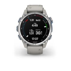 Descent Mk3 – 43mm - Paslanmaz Çelik, Fog Gri Silikon Bantlı