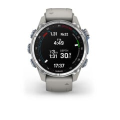 Descent Mk3 – 43mm - Paslanmaz Çelik, Fog Gri Silikon Bantlı