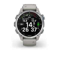 Descent Mk3 – 43mm - Paslanmaz Çelik, Fog Gri Silikon Bantlı