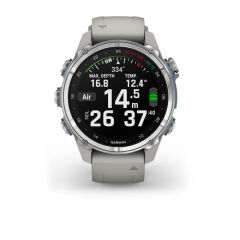 Descent Mk3 – 43mm - Paslanmaz Çelik, Fog Gri Silikon Bantlı