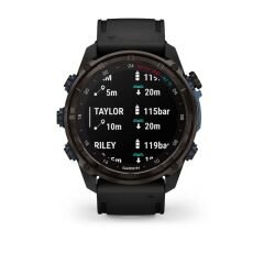 Descent Mk3i – 51 mm - Karbon Gri DLC Titanyum, Siyah Silikon Kayışlı ve T2 Transceiver