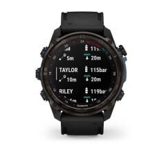 Descent Mk3i – 51 mm - Karbon Gri DLC Titanyum, Siyah Silikon Kayışlı ve T2 Transceiver