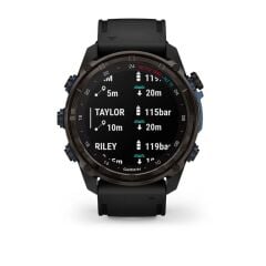 Descent Mk3i – 51 mm - Karbon Gri DLC Titanyum, Siyah Silikon Kayışlı ve T2 Transceiver